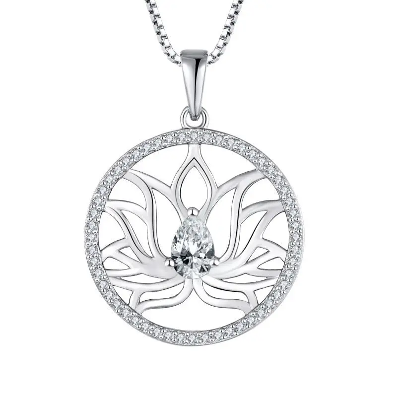 

YH JEWELLERY Factory Wholesale Hot Selling 925 Sterling Silver Lotus Flower Dainty Pendant Necklace Fine Jewelry