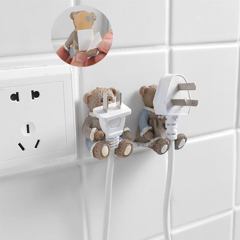 

Resin Plug Storage Rack Creative Cute Strong Glue Bracket Key Wall Hook, As pictrue