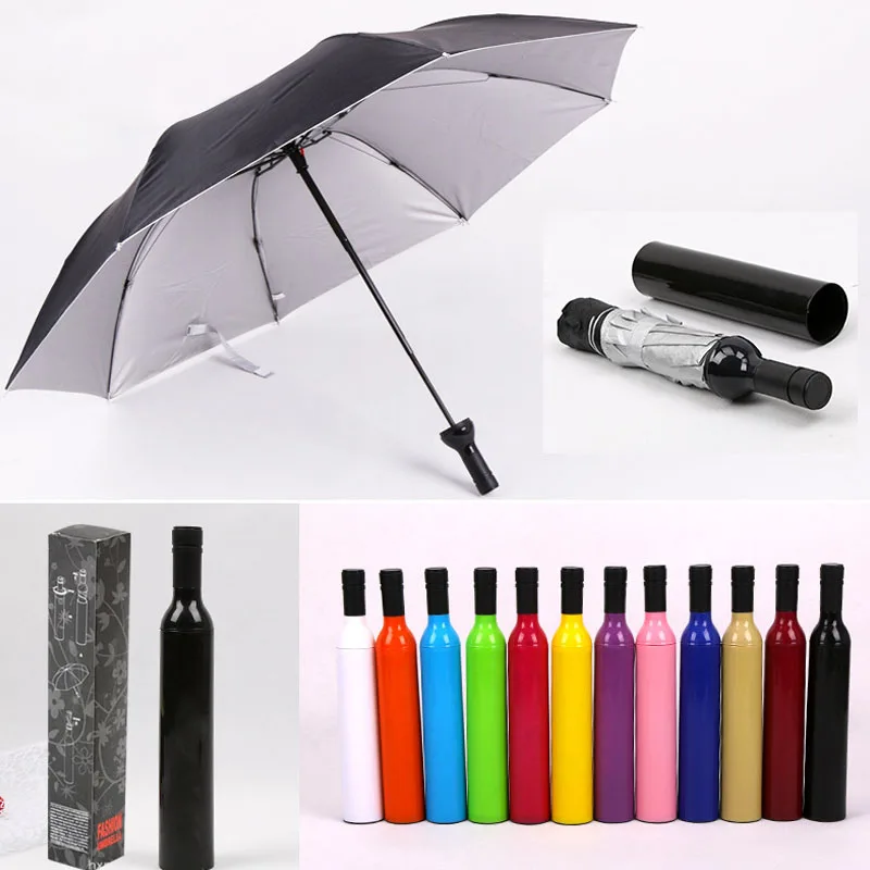 

Promotional Cheap 8 Panels 3 Fold Umbrella Advertising Wine Bottle Umbrella with Custom Logo, Customized color