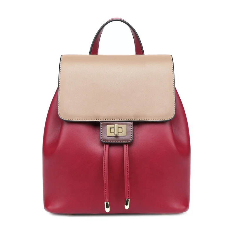 

New design custom logo bagpack lady backpacks cow leather fashion women leather backpack back pack for women, Black, beige,wine,coffee