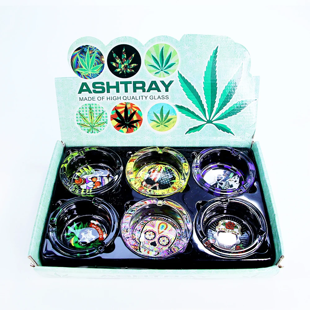 

BEYOU Custom Good Quality Round Smoking Weed Clear Crystal Glass Cigar Ashtray, Customized