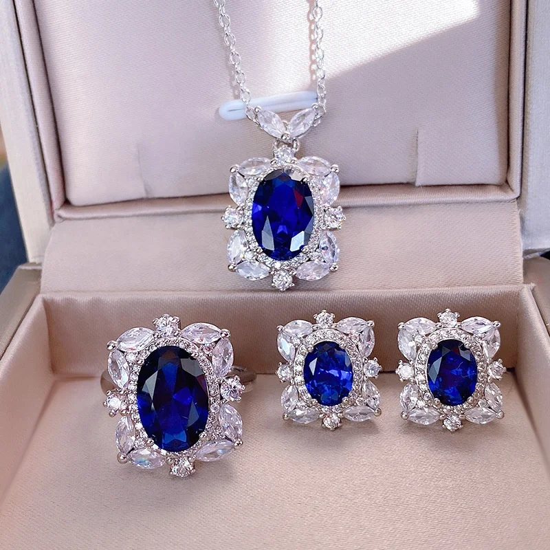 

Wholesale Dubai Bridal Luxury Diamond CZ Zircon Jewelry Sets Fashion 18K Gold Plated S925 Sterling Silver Wedding Jewelry Set