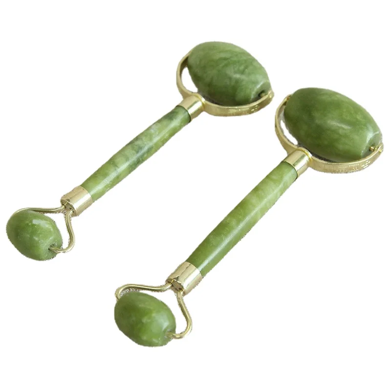 

Highest Hot Sale Double headed delicate face jade roller best beauty anti-aging xiuyan jade roller, Green