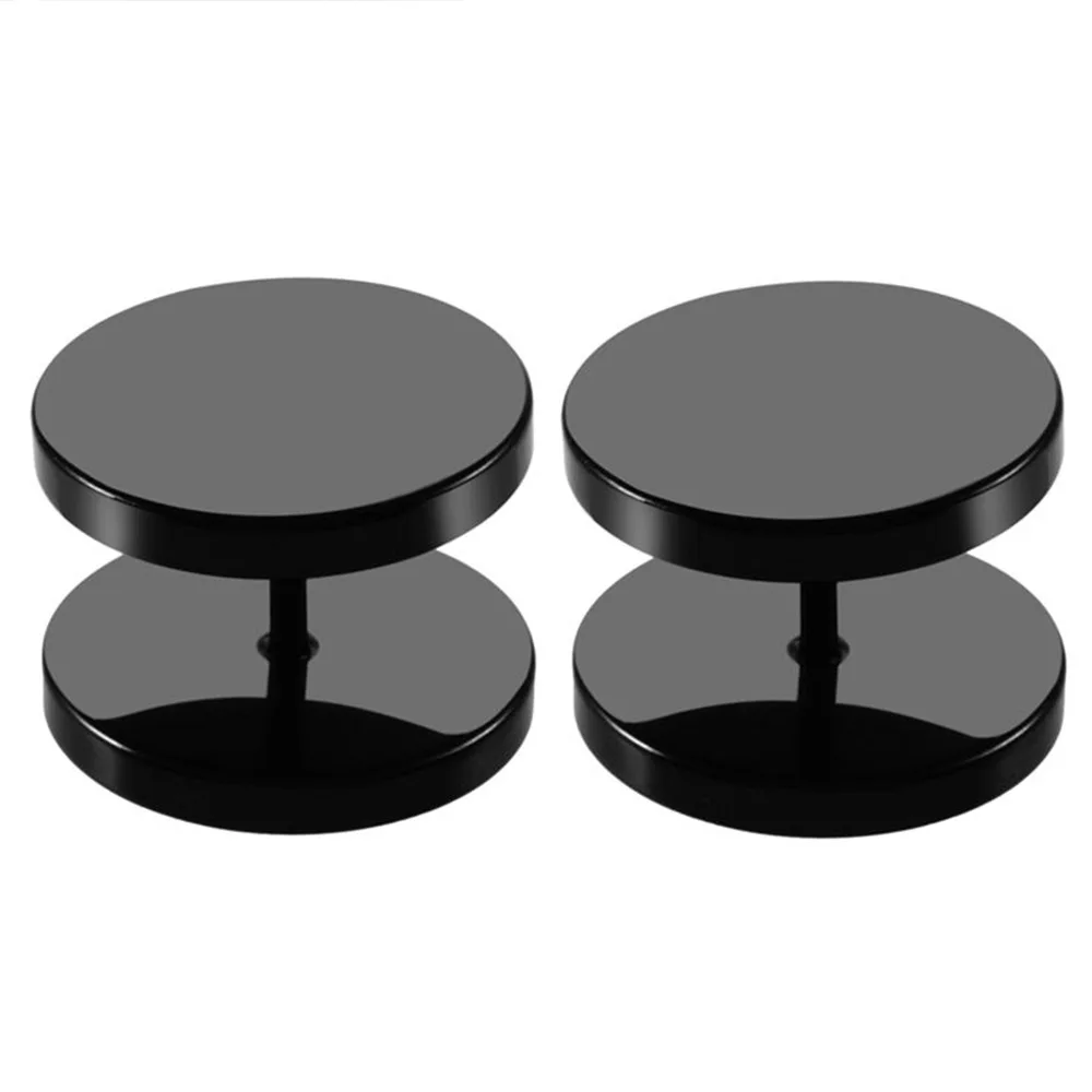 Black Dumbbell Earrings for Men Punk Style Titanium Stainless Steel Earrings Simple Round Ear Jewelry Accessories Wholesa