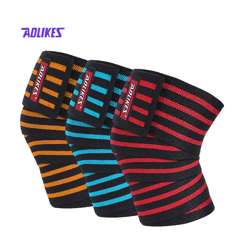 

Aolikes hot-sale wholesale adjustable elastic red blue orange knee support brace strap bandage