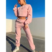 

Free Shipping autumn new fashion women's round neck pullover Fleece sweater high waist trouser suit sweater casual wild sweater