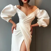 

2018 off shoulder best price women hot sexy club dress long sleeve fancy white mini tube dress