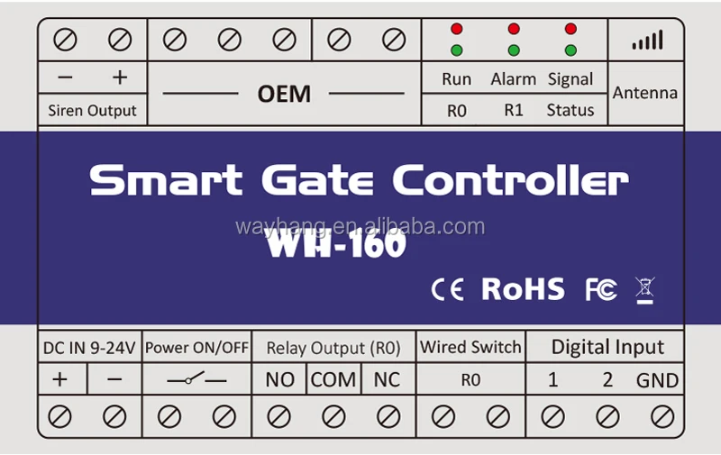 WH-160 GSM Gate Opener Relay Wireless Remote Control Door Access Door Opener Switch Free Call