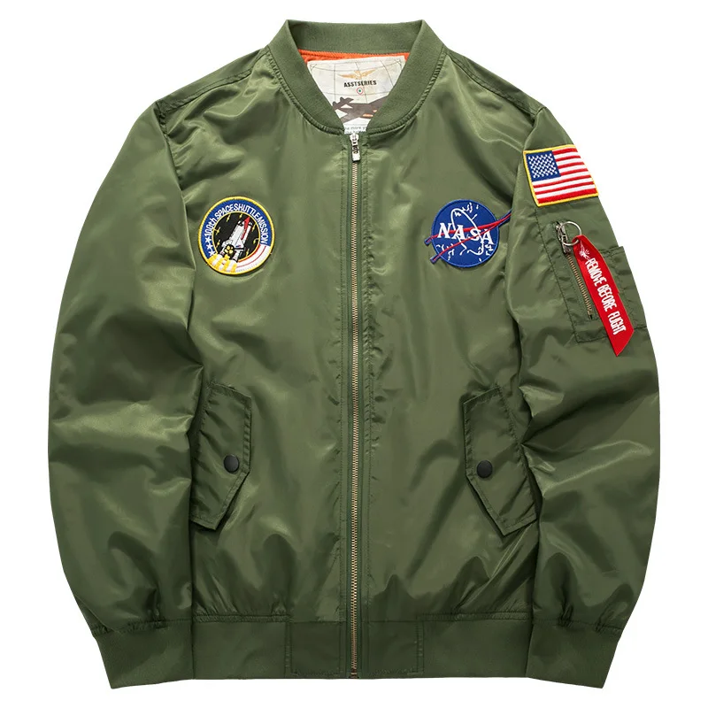 

Factory Direct Wholesale Embroidered Mens Clothing Hip Hop Satin Coat Custom Nasa Bomber Jackets Zip Up Thick Jacket for Winter, Blue/army green/black