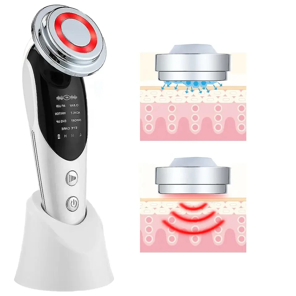 

TikTok Hot Selling Electric 7 in 1 Intelligent Face Lifting Massager Machine with Heat Facial Whitening Anti-age Reduce Puffines