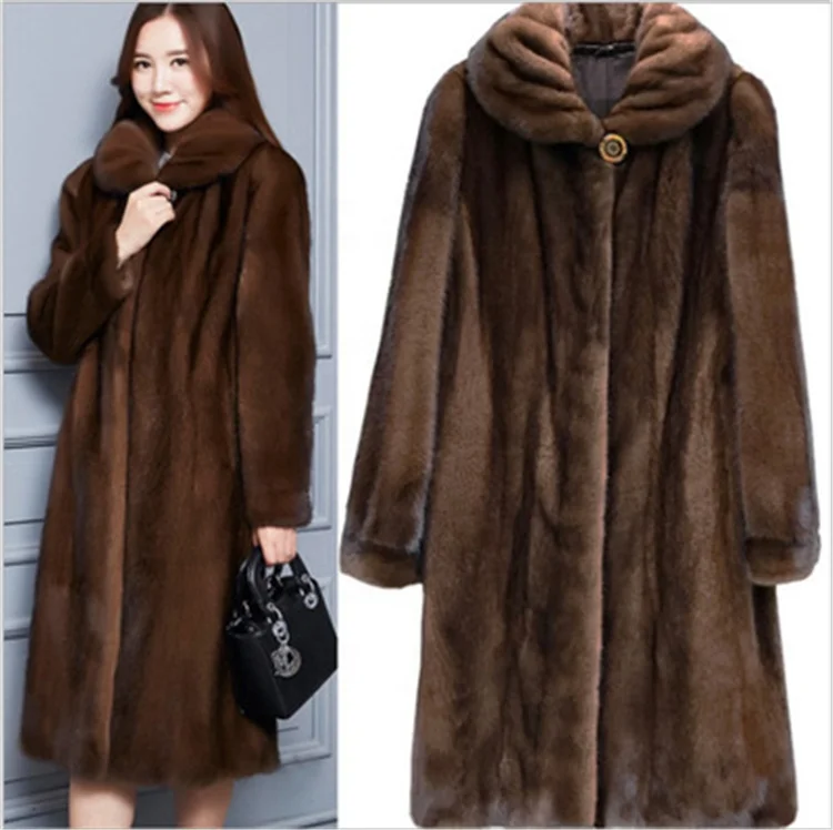 

2021 New Winter Coat Jacket Women Faux Mink Fur Coats Fashion Long Style Fake Fur Coat for Lady Fabric