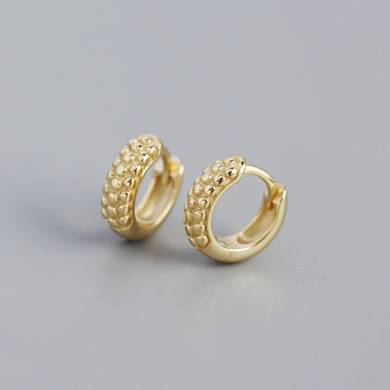 

YHE0334 925 Sterling Silver Earrings Wholesale 18K Gold Plated Small Hoop Earrings Huggie Beaded Chunky Ring Women, Platinum gold