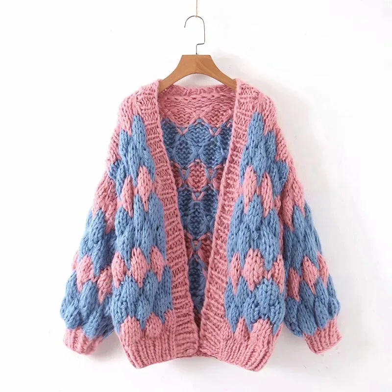 

2019 high quality over size women Hand-knitted sweater jacket