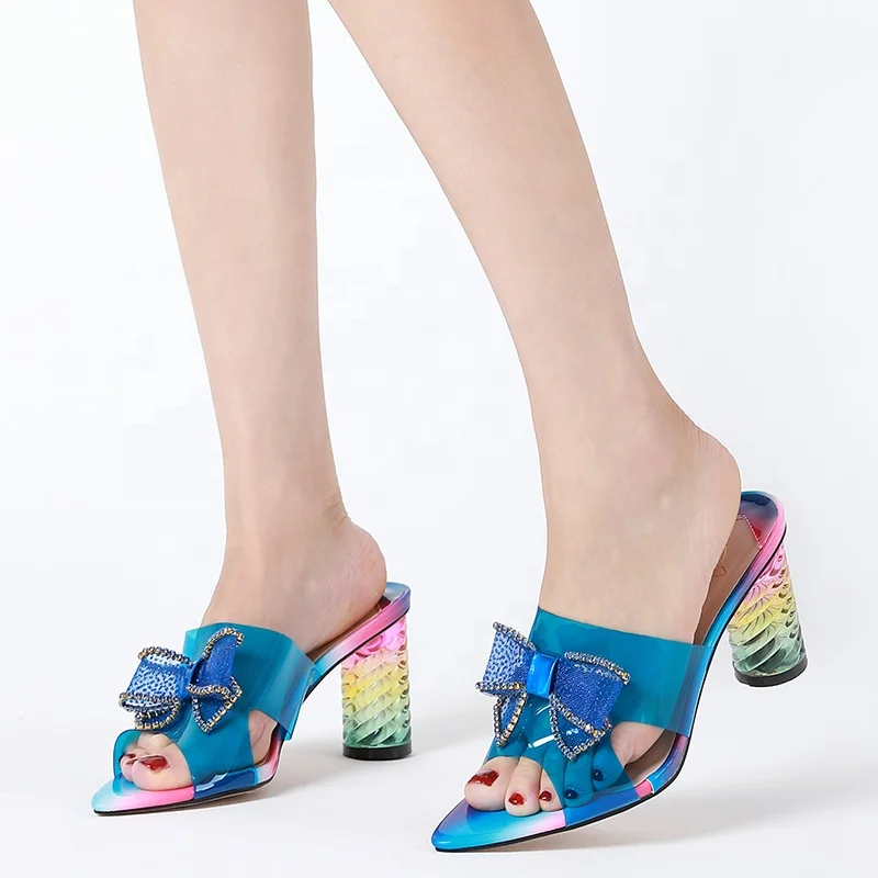 

pvc flower shape waterproof sexy pointed toe ladies high heels sandals