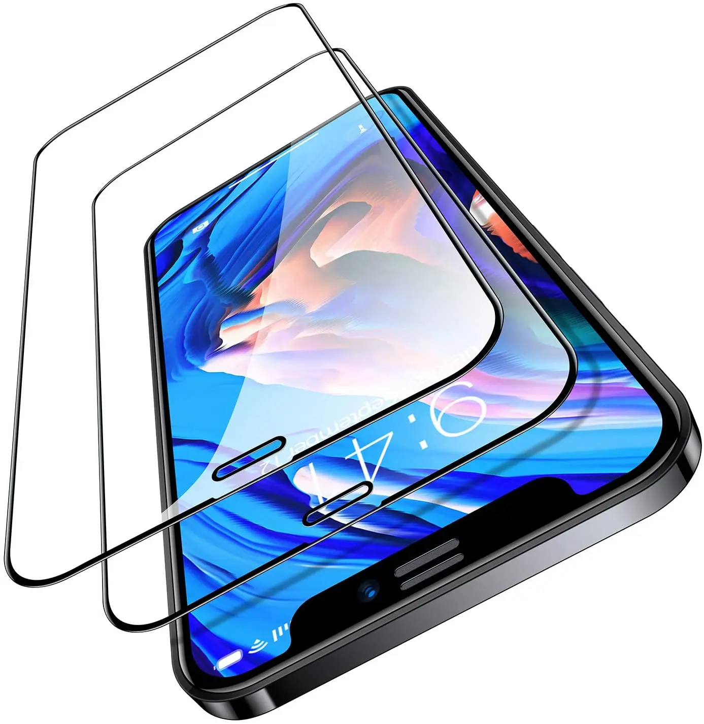 

Hot Selling Full Screen Protective Film for iPhone 7/8 X 11 12 Samsung Tempered Glass Screen Protector for Mobile Phone, Transparent. with black edge