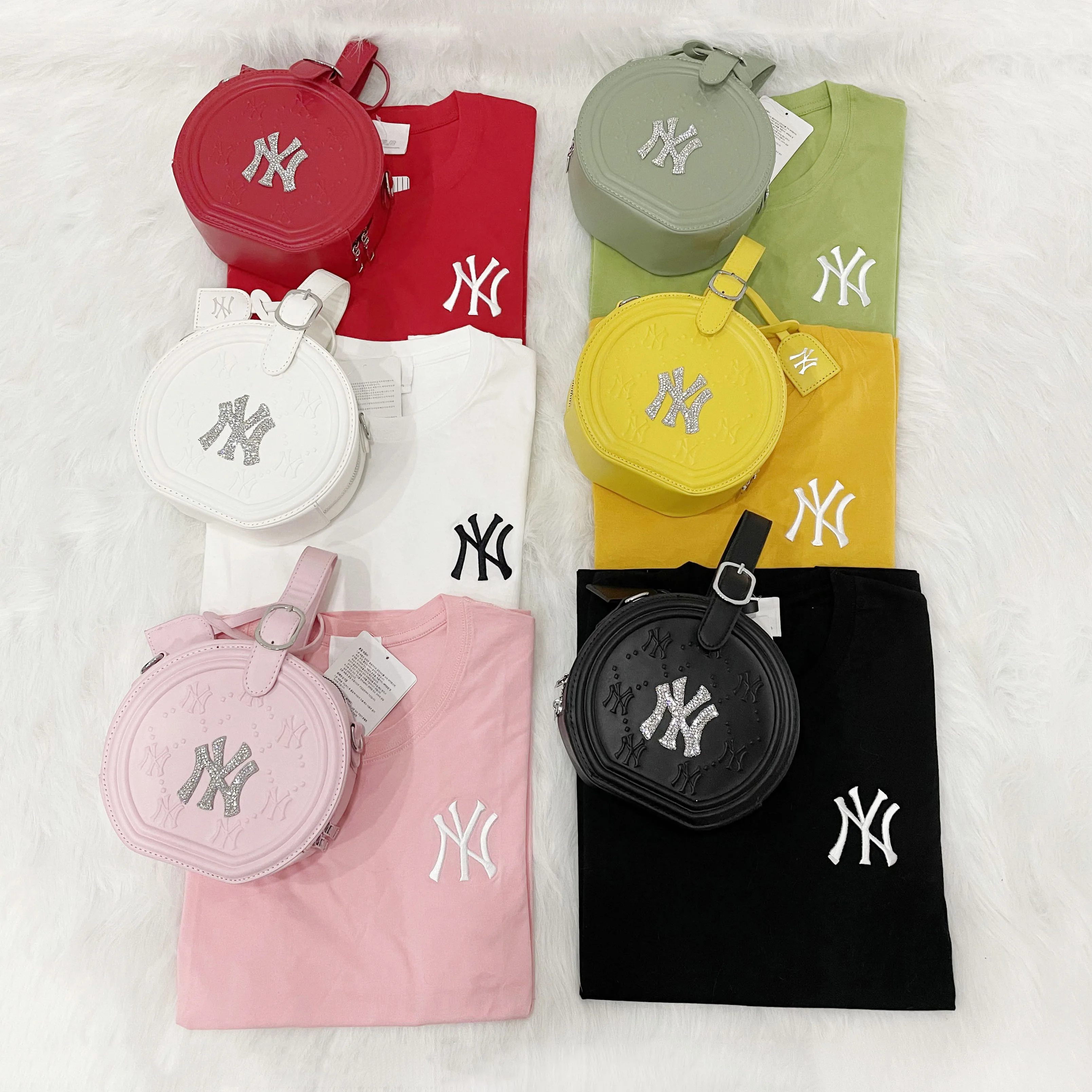 

Summer 2021 nyc purse bags handbags set oversized ny tee shirts plus size women's t-shirts set