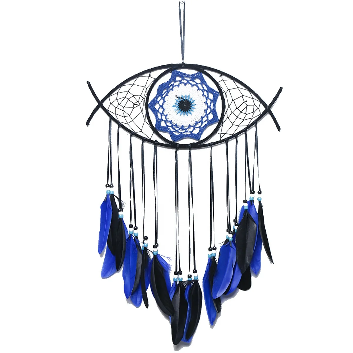 

Handmade Macrame Evil Eye Dream Catcher Good Luck Wall Decor For Home Blue Wall Hanging Decor