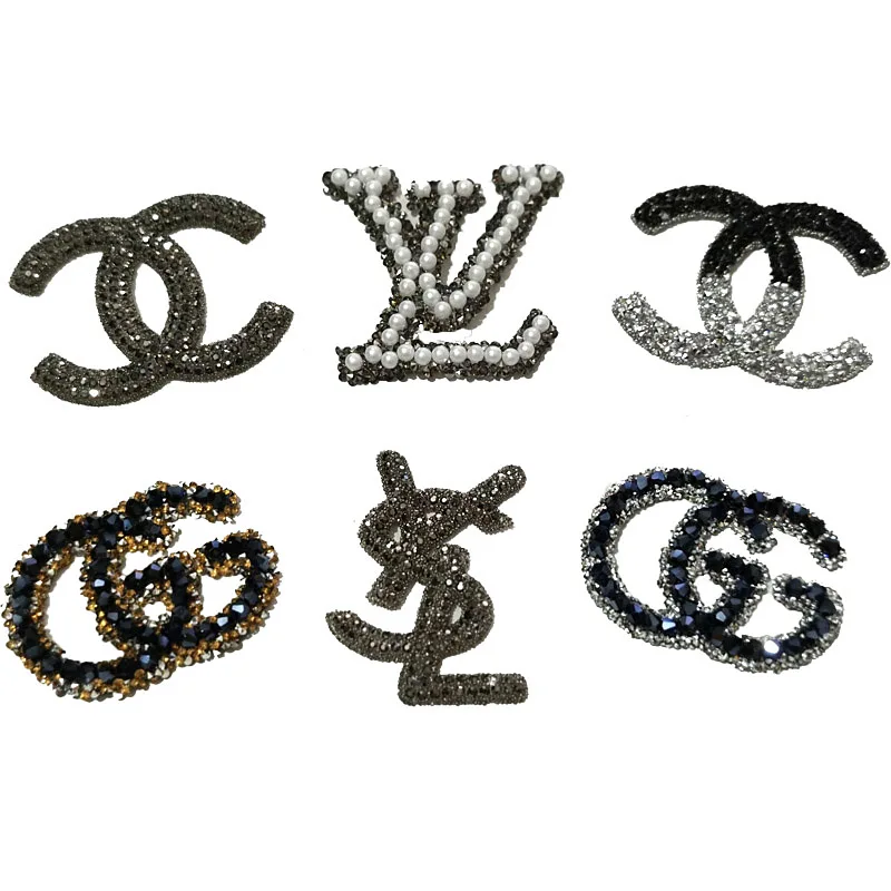 

Letter stitching crystal rhinestones patches English initials letter patches for garment badges designer cc rhinestone patch, Colorful