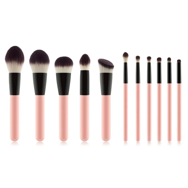 

11pcs high quality pink black makeup brushes pro synthetic face makeup brushes manufacturers China private label make up brush