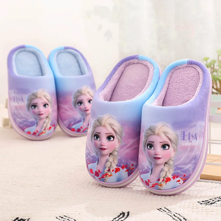 

Autumn Winter Slippers Frozen Children Slipper Warm Soft Kids flip flop Home Baby Non Slip Delicate Girls Shoes