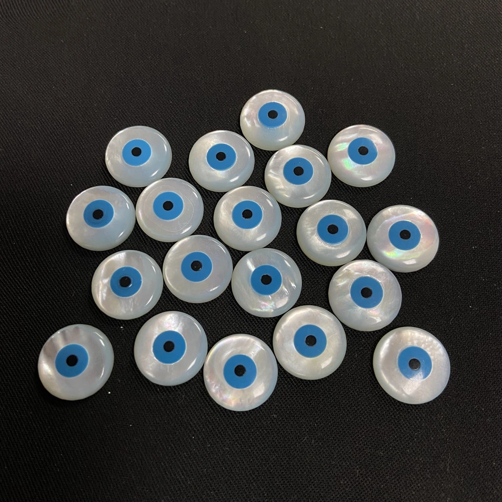 10mm Round Natural White MOP Shell EvilS Eye Cabochon Beads for Jewelry