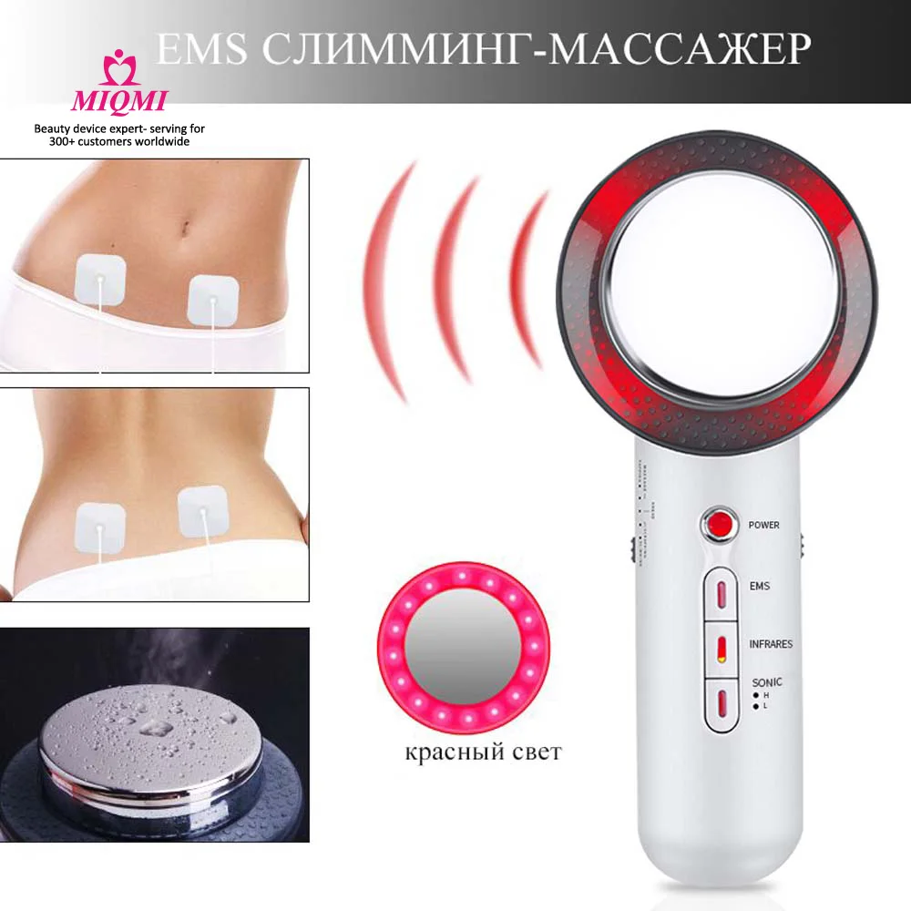 

MIQMI portable 40Khz body ultrasonic slimming radio frequency skin tightening electric laser facial rf ems led beauty device, White