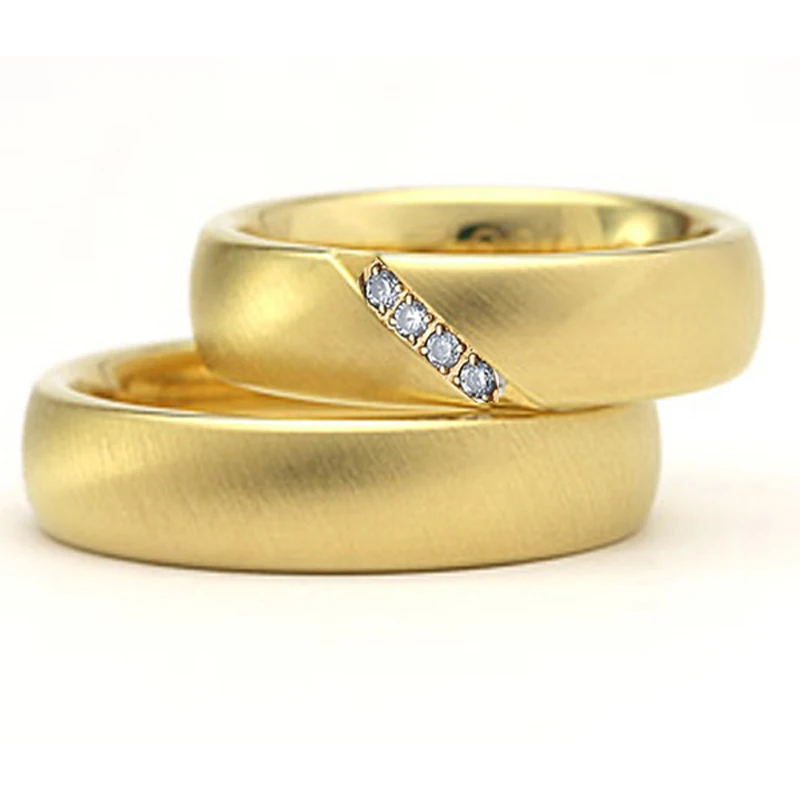 

Factory Wholesale Lover's Alliances Wedding Couple Ring Sets for men and women 14k Wedding Ring Gold Plated Jewelry