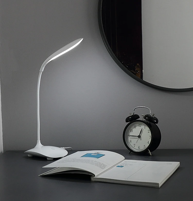
ABS plastic Portable Touch switch Folding and Dimmable Led Desk Lamp with USB Charge built in battery 