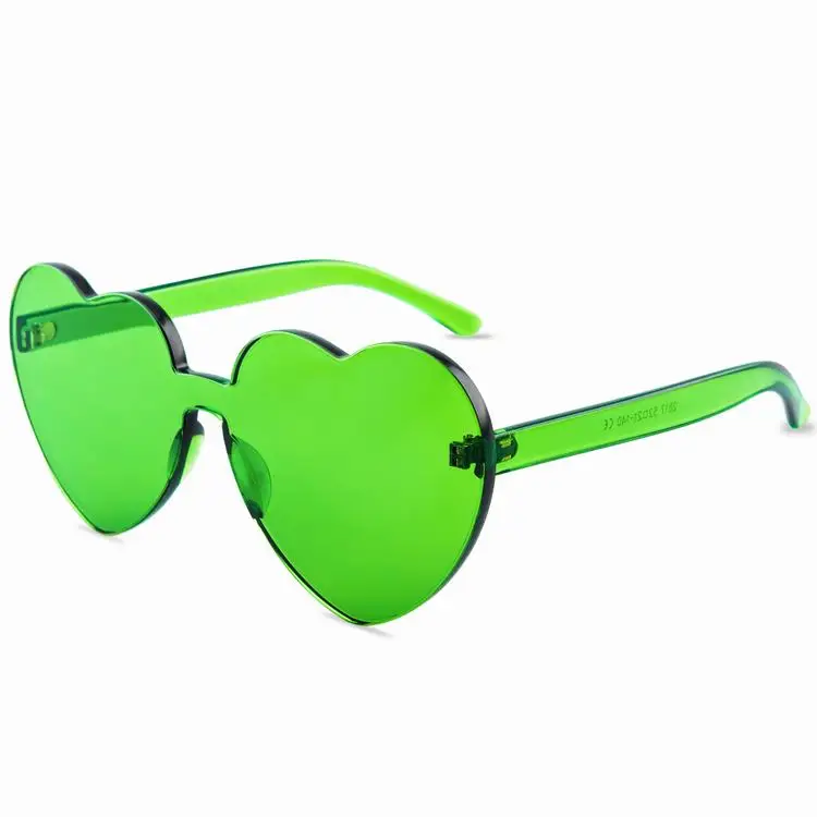 

Lueer 2817 2019 fashion One Piece Heart Shaped Rimless Sunglasses Transparent Candy Color Eyewear