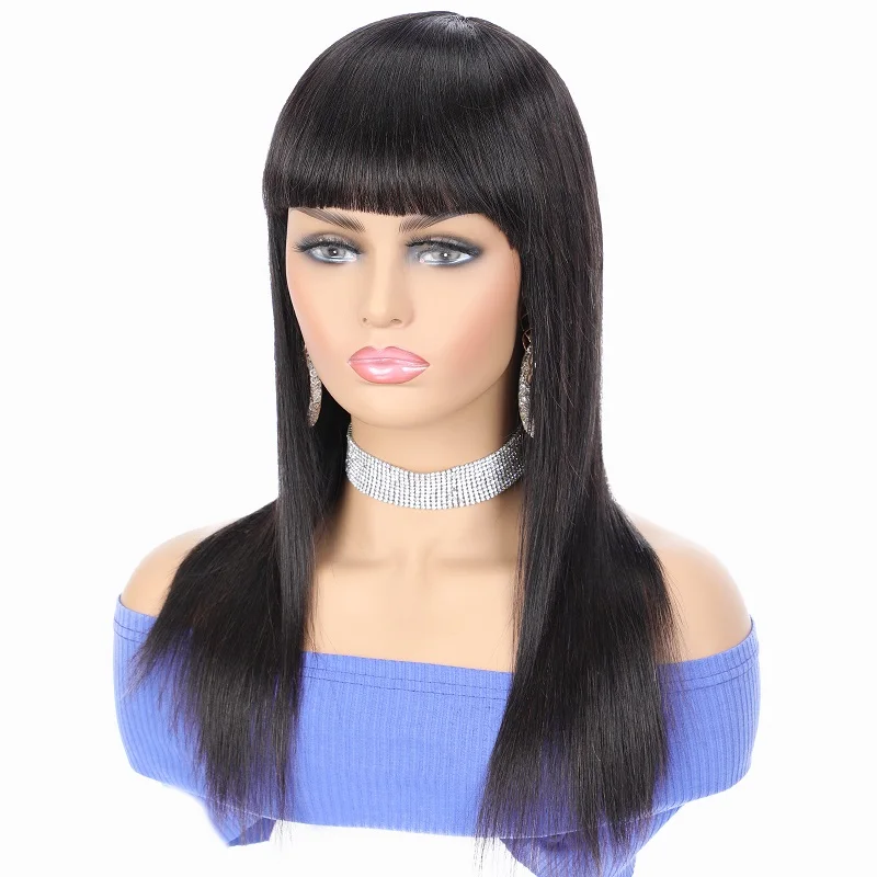 

HL13 Remy Hair Human Wig Bangs Bobo Straight 12inch Mini top wig for Black Women