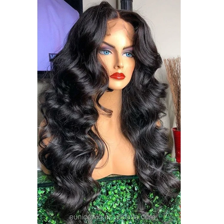 

Top quality brazilian super loose wave full lace human hair loose deep wave wigs brazilian film transparent lace wig