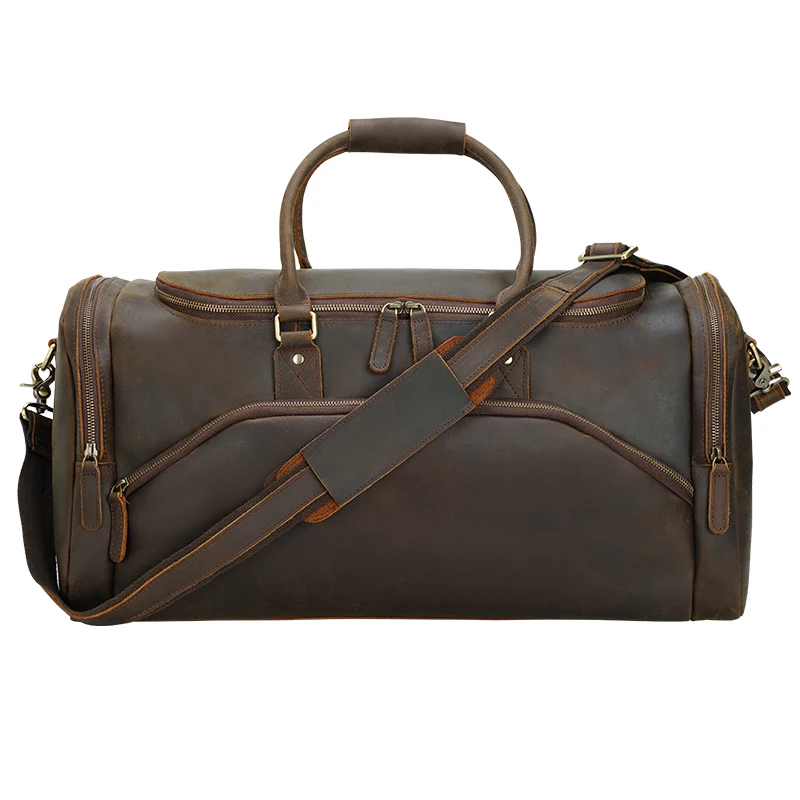 

New Arrival Large Capacity Genuine Real Leather Weekend Bag Holdall Cowhide Duffel Bag Crazy Horse Cow Leather Travel Bags