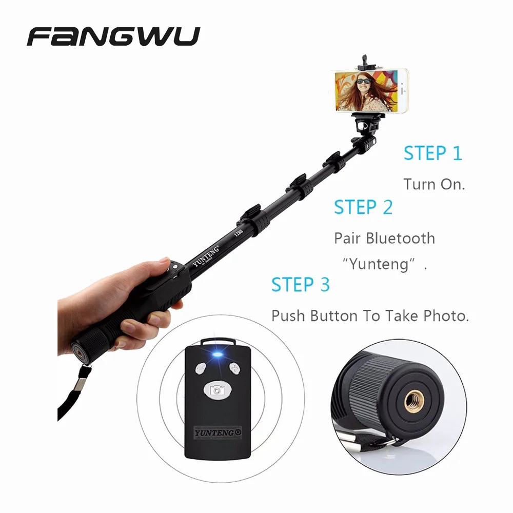 Extendable Monopod for dslr Camera or Smartphone with Bluetooth Shutter