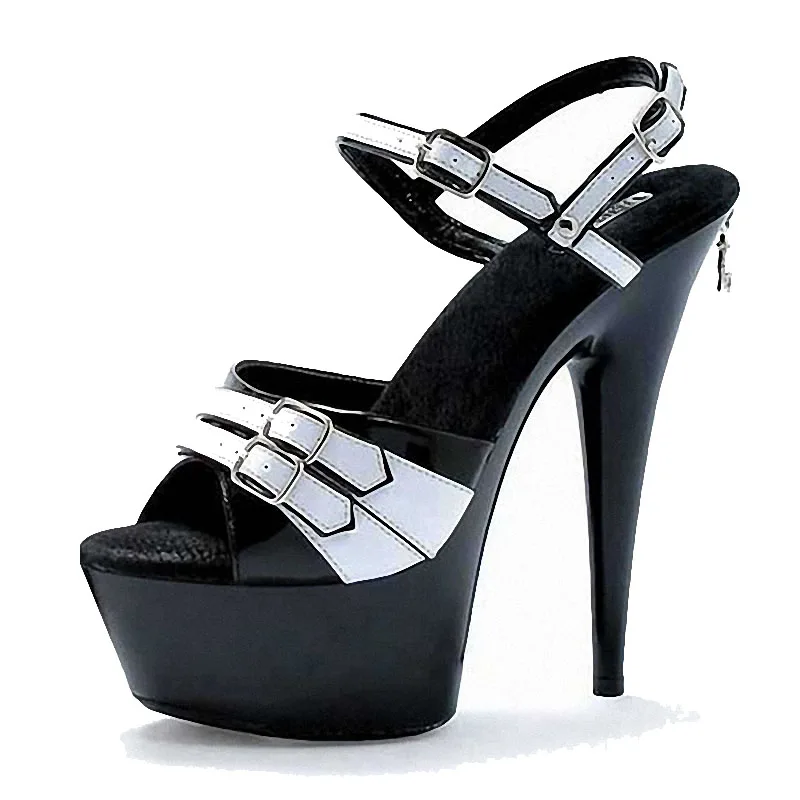 15 cm Thin Heel Platform Golden Banquet High Heels Women's Large Party Fashion Sandals Pole Dance Leaky Toe Summer Women's Shoes