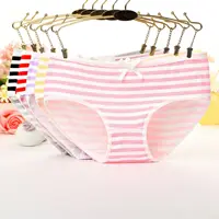 

cute bow striped print panties for ladies lingerie sexy low waist pants pure cotton briefs women underwear