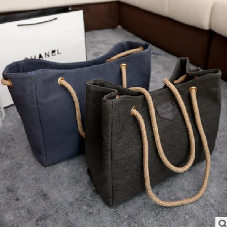 

Wholesale New Arrival Pure Color Large Canvas Chain Purse Handbag Fashion Big Crossbody Shoulder Bag Tote Handbag For Women, 4 colors