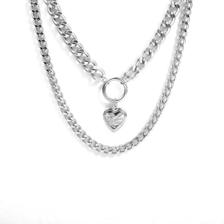 

Fashion Love Heart Pendant Necklace Jewelry Creative Multilayer Necklace Sweater Chain