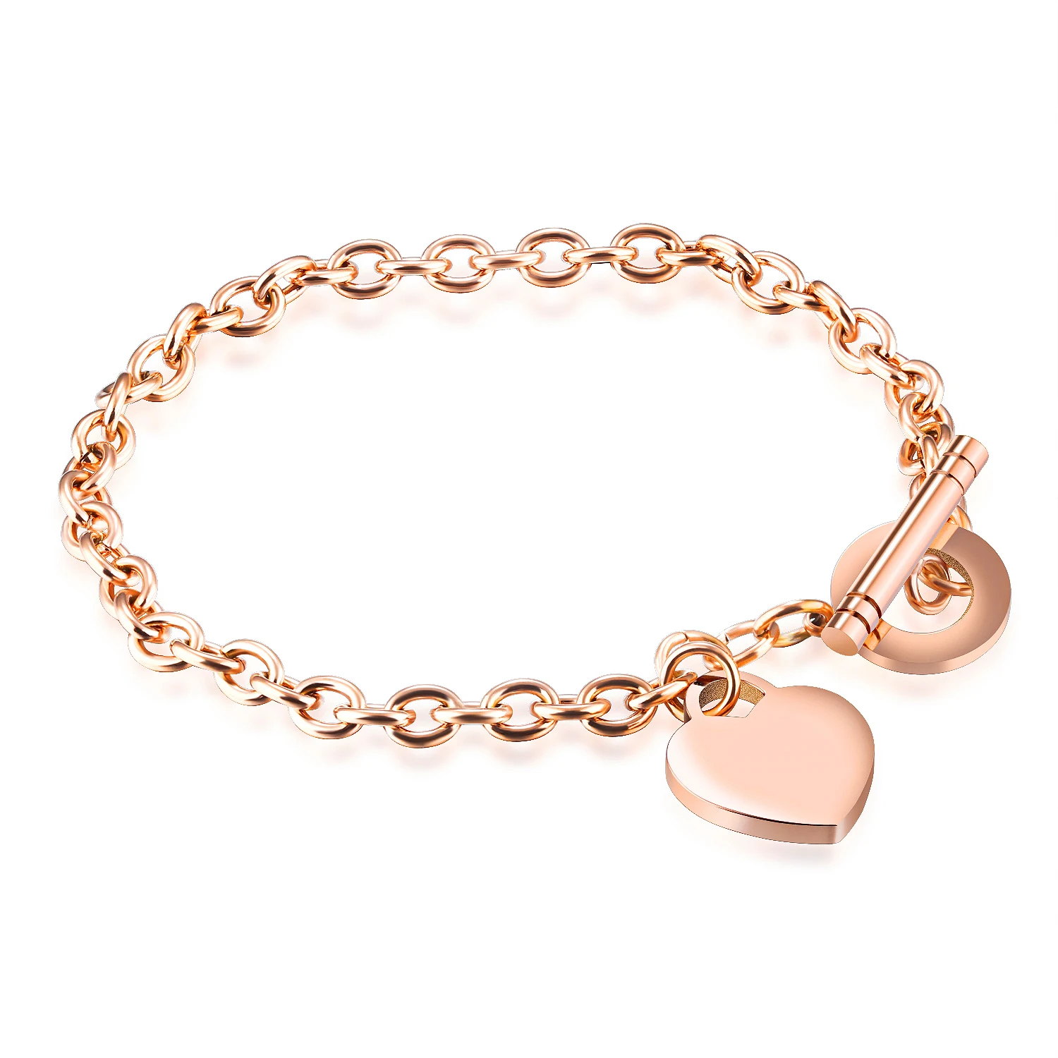 

Trendy Female Heart Pendant Making Supplies Mother Daughter Stsinless Steel Bracelet, Rose gold,accept custom color