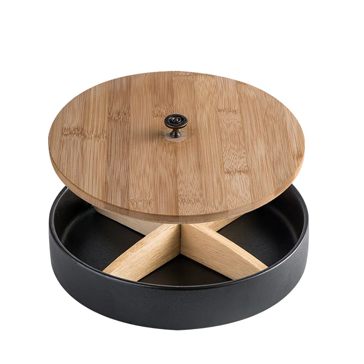 

Whole Sale Fashionable Dry Fruit Tray with Lid and Compartments Ceramic Tray