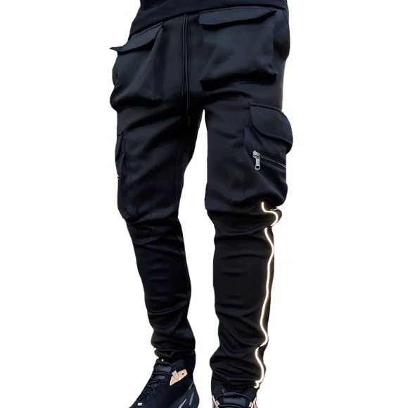 

Multi pockets harem sweatpants hip pop street wear trousers reflective cargo jogger pants for men, Support custom color