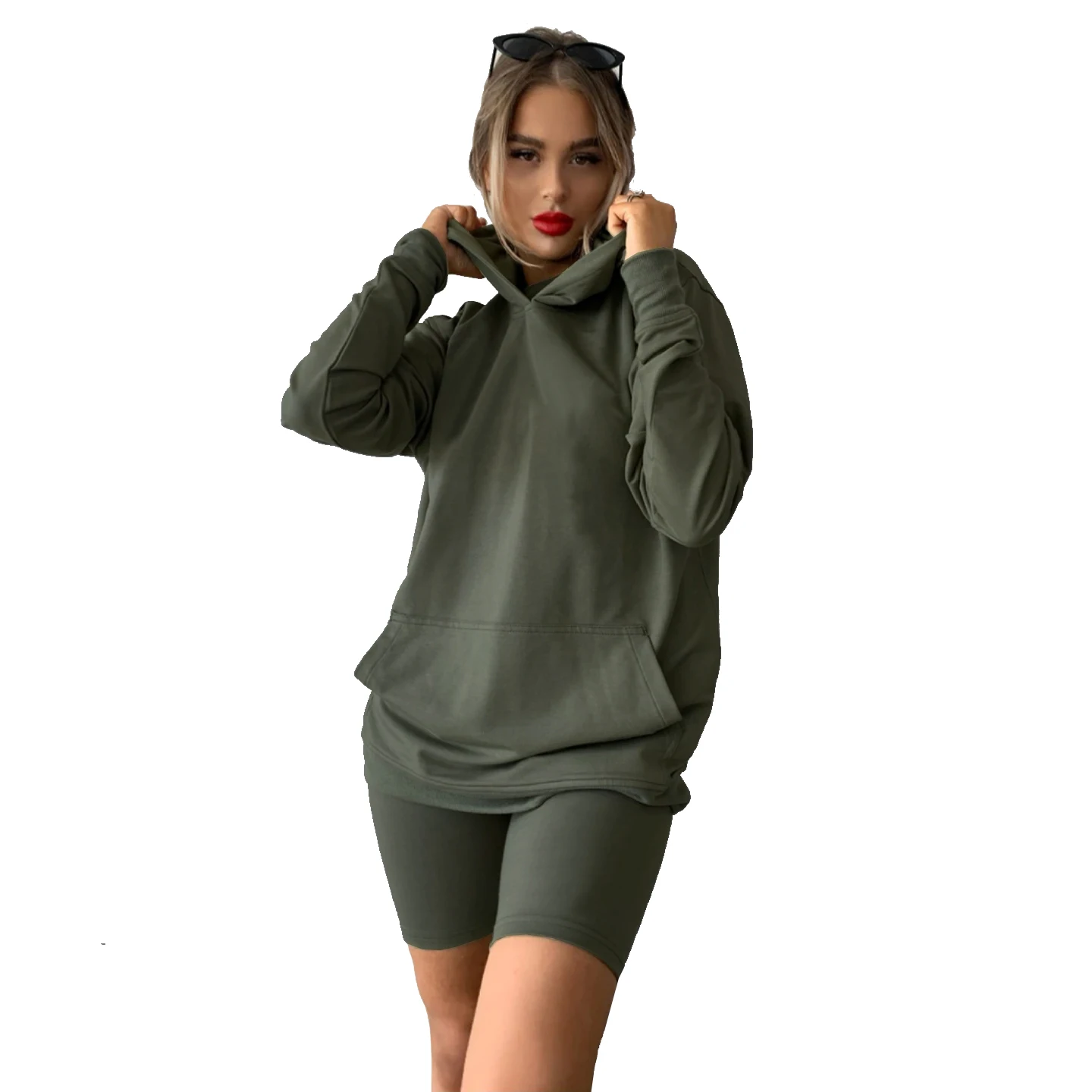 

2020 Popular Style Customize Tracksuit Womens Cotton Polyester plain Jogger Sets Track Sport Suits pullover fitness hoodie set, Pure color