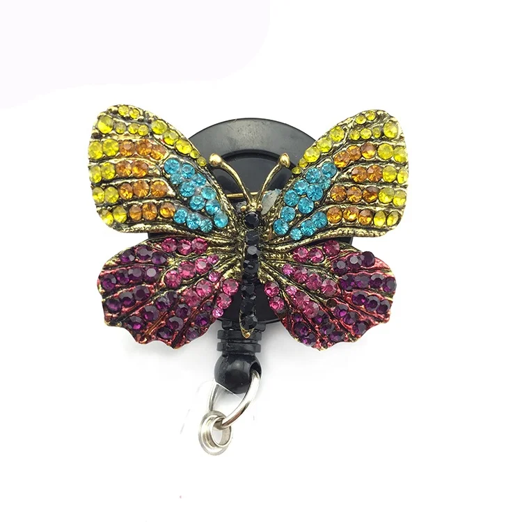 

Embroidered Butterfly Bling Retractable Name ID Badge Reel Holder / Doctor Nursing Teacher Badge Reel, All kinds of color