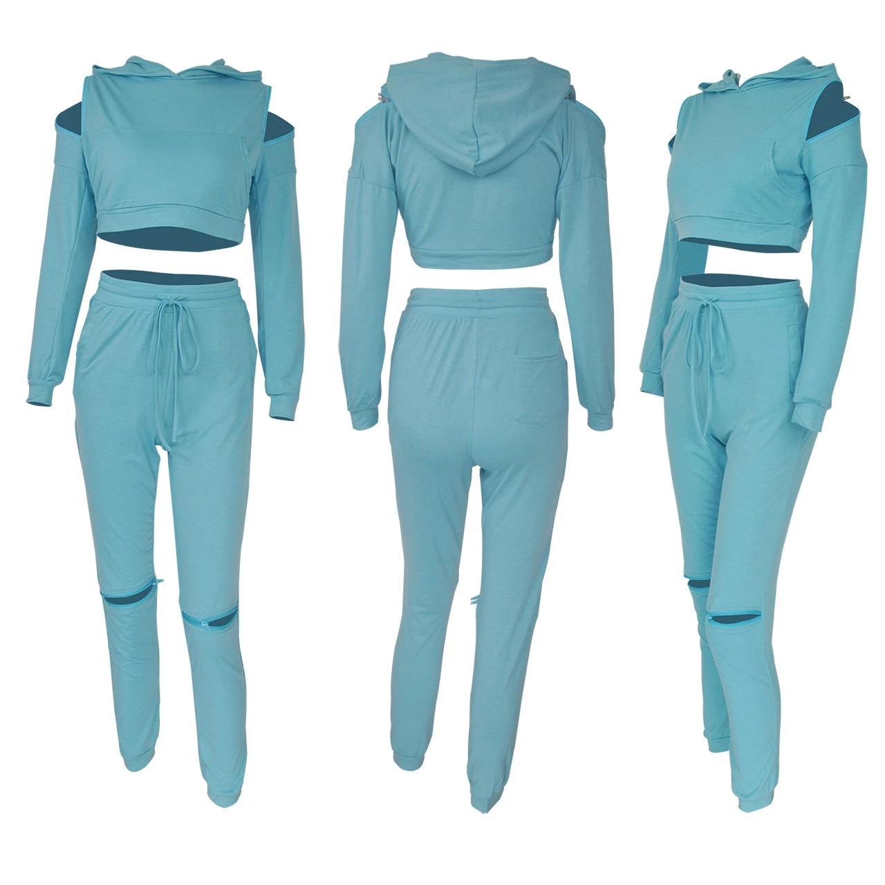 New Arrival 4xl Crop Hoodie And Jogger 2 Pc Women Joggers Suits Set ...