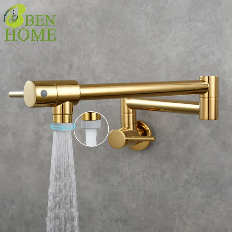 

High Quality Wall Folding Kitchen Faucet Mixer Tap And Faucet Kitchen Brass New 2022 Guangdong