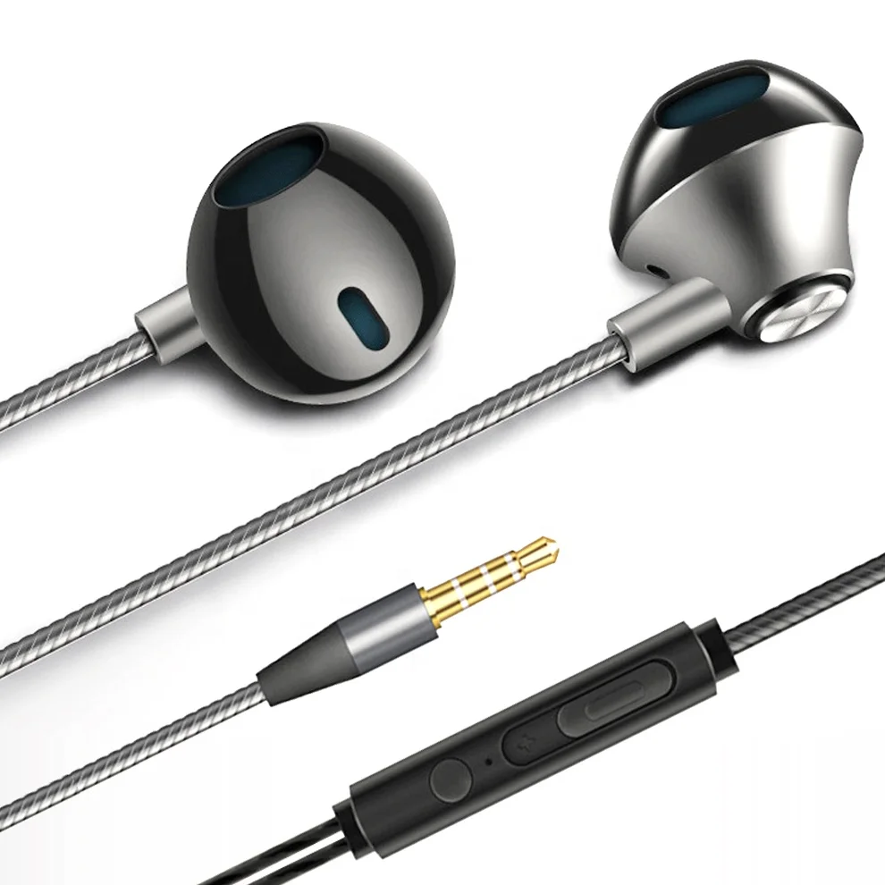 

Wired Metal In Ear Earbuds Headphones Bass Stereo Noise Cancelation In-ear Earphones Ear Buds For Cell Phones 3.5mm Jack, Grey