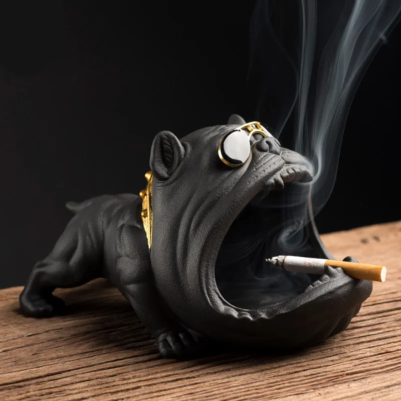 

Animals Dog Shaped Big Mouth Ceramic Ashtray Office Home Ashtray Multifunctional Storage Pot, Picture