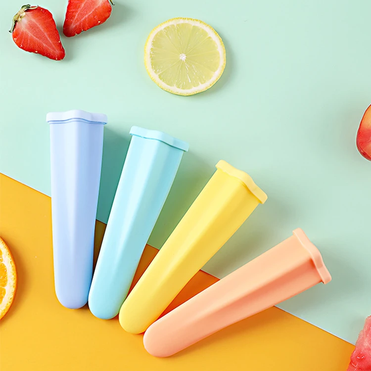 

New Cute Star Hand-held Popsicle Mold Ice Cream Diy Mini Stick Ice Mold Bpa Free Silicone Custom Logo with Connected Cap OPP Bag, 4 colors