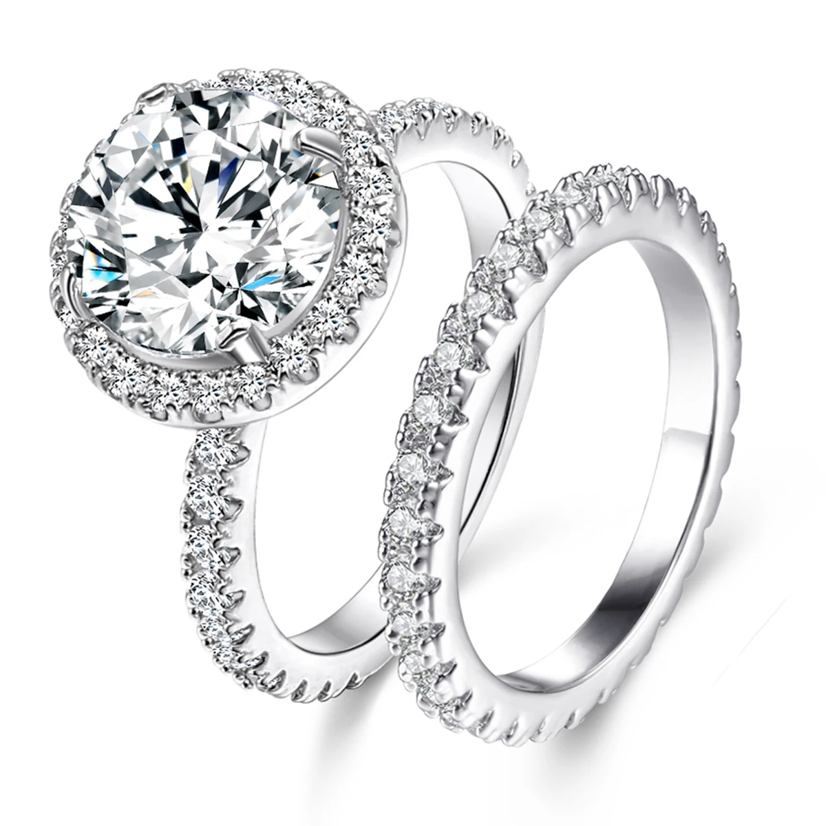 

Customized silver jewelry 925 sterling ring Classic zircon wedding rings