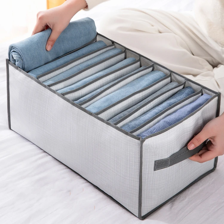 

New arrive clothes pants storage box 7 and 9 slots storage wardrobe drawer jeans legging underwear drawer organizer clothes, White