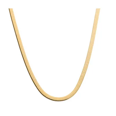 

Hot Selling 14K Gold Filled Stainless Steel Herringbone Chain Necklace Fashion Flat Snake link Chain Necklace for Women 6mm Wide